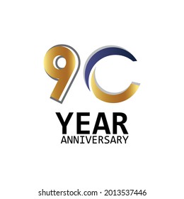 90 Year Anniversary Logo Vector Template Design Illustration White Color