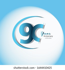 Blootipo de aniversario de 90 años con una simple cinta aislada en el fondo azul para el evento de celebración