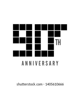 90 Year Anniversary Pixel Model Vector Template Design Illustration