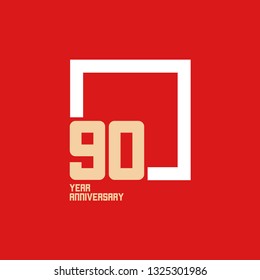 90 Year Anniversary Square Vector Template Design Illustration