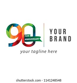 90 Year Anniversary Vector Template Design Illustration