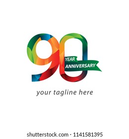 90 Year Anniversary Vector Template Design Illustration