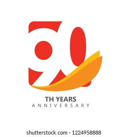 90 Year Anniversary Vector Template Design Illustration