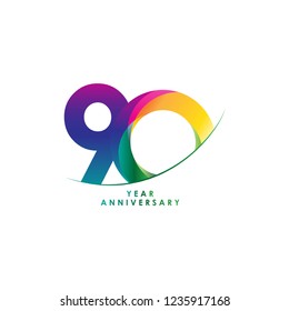 90 Year Anniversary Vector Template Design Illustration