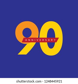 90 Year Anniversary Vector Template Design Illustration.