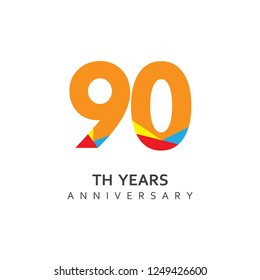 90 Year Anniversary Vector Template Design Illustration.