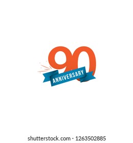 90 Year Anniversary Vector Template Design Illustration