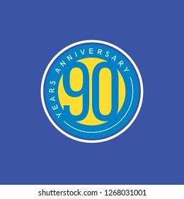 90 Year Anniversary Vector Template Design Illustration