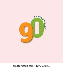 90 Year Anniversary Vector Template Design Illustration