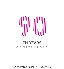 90 Year Anniversary Vector Template Design Illustration.