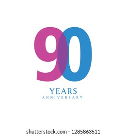 90 Year Anniversary Vector Template Design Illustration.