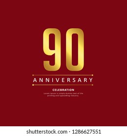 90 Year Anniversary Vector Template Design Illustration.