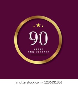 90 Year Anniversary Vector Template Design Illustration.