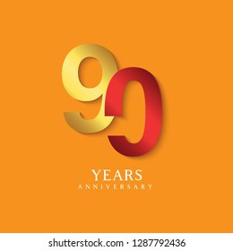 90 Year Anniversary Vector Template Design Illustration.