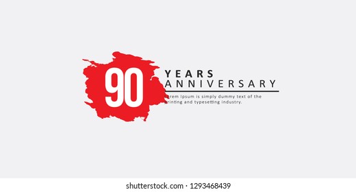 90 Year Anniversary Vector Template Design Illustration.
