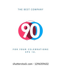 90 Year Anniversary Vector Template Design Illustration
