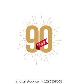 90 Year Anniversary Vector Template Design Illustration