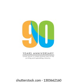 90 Year Anniversary Vector Template Design Illustration