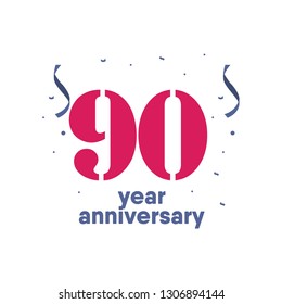 90 Year Anniversary Vector Template Design Illustration