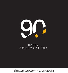 90 Year Anniversary Vector Template Design Illustration.