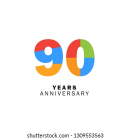90 Year Anniversary Vector Template Design Illustration.