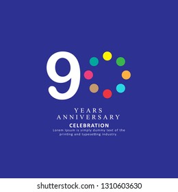 90 Year Anniversary Vector Template Design Illustration.