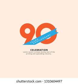 90 Year Anniversary Vector Template Design Illustration.