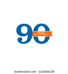90 Year Anniversary Vector Template Design Illustration.