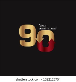 90 Year Anniversary Vector Template Design Illustration