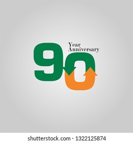 90 Year Anniversary Vector Template Design Illustration