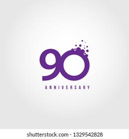90 Year Anniversary Vector Template Design Illustration