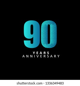 90 Year Anniversary Vector Template Design Illustration, Flat Design, with gradients.