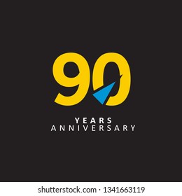 90 Year Anniversary Vector Template Design Illustration, with flat design.