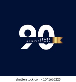 90 Year Anniversary Vector Template Design Illustration, with ribbon.