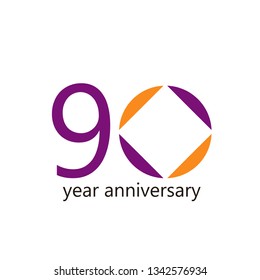 90 Year Anniversary Vector Template Design Illustration