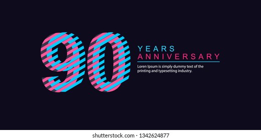 90 Year Anniversary Vector Template Design Illustration, with flat design.