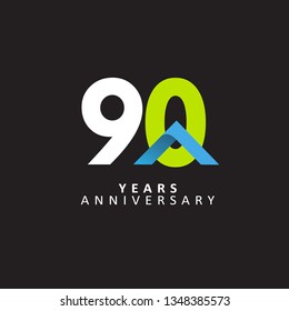 90 Year Anniversary Vector Template Design Illustration, with flat design.