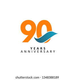 90 Year Anniversary Vector Template Design Illustration, with flat design.