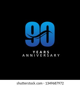 90 Year Anniversary Vector Template Design Illustration, with flat design.
