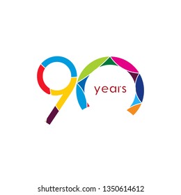 90 Year Anniversary Vector Template Design Illustration