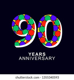 90 Year Anniversary Vector Template Design Illustration, with flat design.
