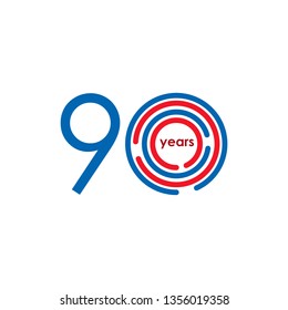 90 Year Anniversary Vector Template Design Illustration