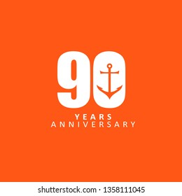 90 Year Anniversary Vector Template Design Illustration, with flat design.