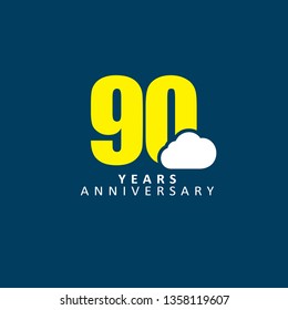 90 Year Anniversary Vector Template Design Illustration, with flat design.