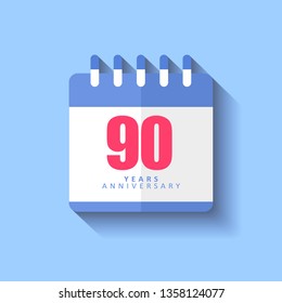 90 Year Anniversary Vector Template Design Illustration, with flat design.