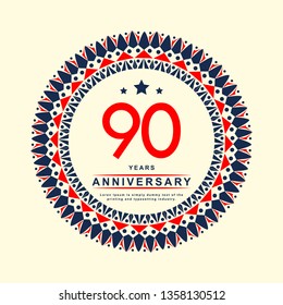 90 Year Anniversary Vector Template Design Illustration, with flat design.