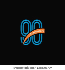 90 Year Anniversary Vector Template Design Illustration