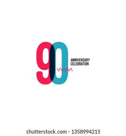 90 Year Anniversary Vector Template Design Illustration