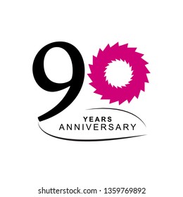 90 Year Anniversary Vector Template Design Illustration, with flat design.