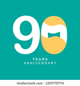 90 Year Anniversary Vector Template Design Illustration, with flat design.